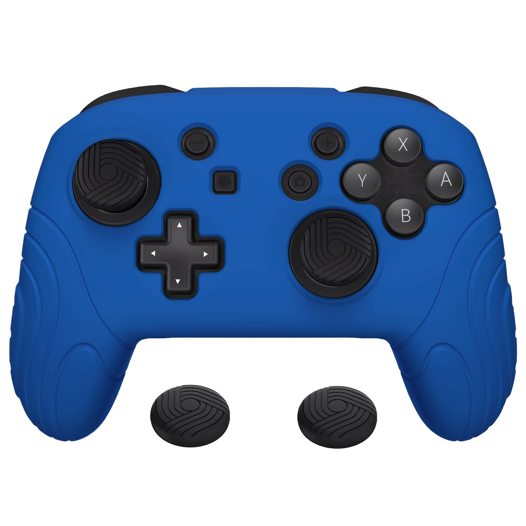 PlayVital Samurai Edition Ergonomic Silicone Skin Protective Case for Nintendo Switch Pro Controller, Soft Anti-slip Controller Grip Protector for Nintendo Switch Pro with Thumb Grip Caps - Blue