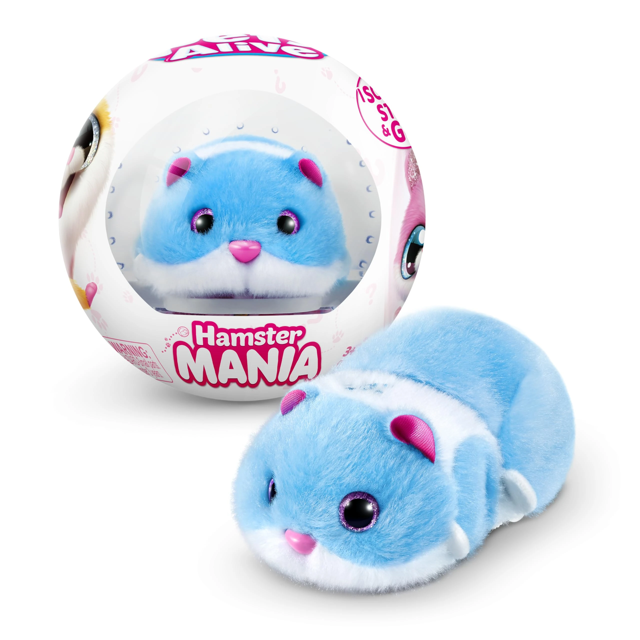 Pets Alive Hamstermania Blue by ZURU Hamster, Electronic Pet, 20+ Sounds Interactive, Hamster Ball Toy for Girls and Children, (Blue)