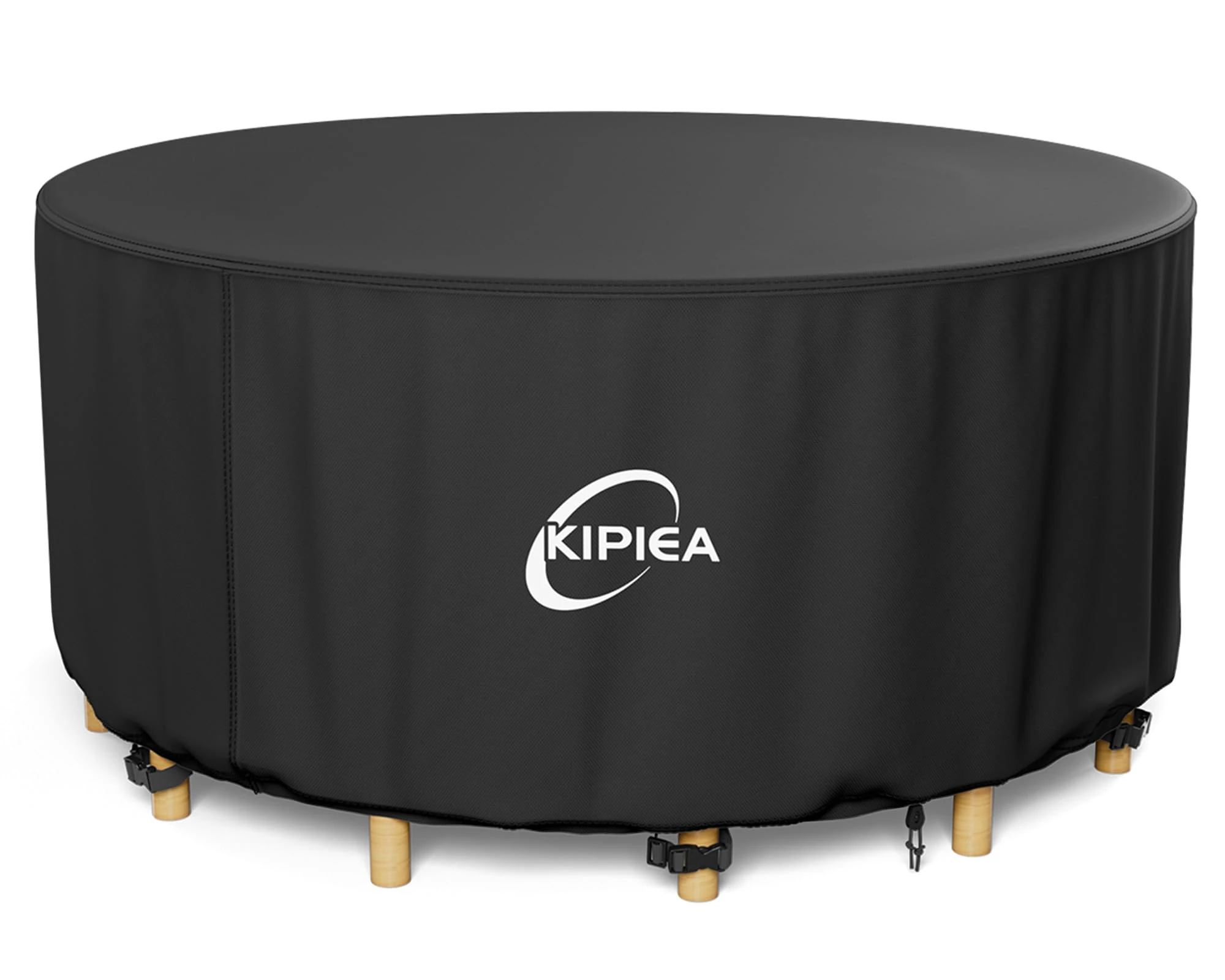 Kipiea Garden Furniture Covers Waterproof Round, Garden Table Covers with 4 Windproof Buckles, Heavy Duty 420D Oxford Fabric Outdoor Table Cover Anti-UV, Rip-proof, No Fading (Dia 280x71cm)