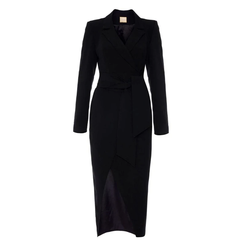 Swing Fashion Women's Moss | Schwarz Midi Elegant Festive Party Evening Wedding Ball Gown | Suit Cocktail Dresses | Long Sleeve | Black | 38 (M), M