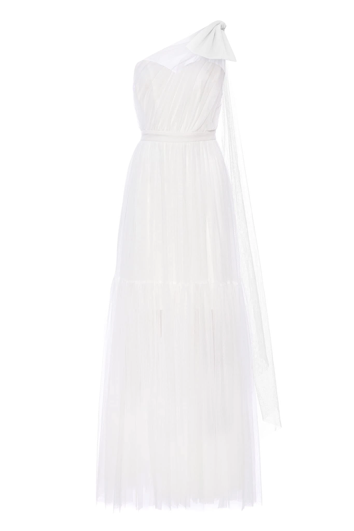 Swing Fashion Women's Ingrid | Weiß Elegant Evening Ball Gown Wedding | Long Chiffon Bridesmaid Cocktail Maxi One Shoulder Dress | White | 40 (L), L