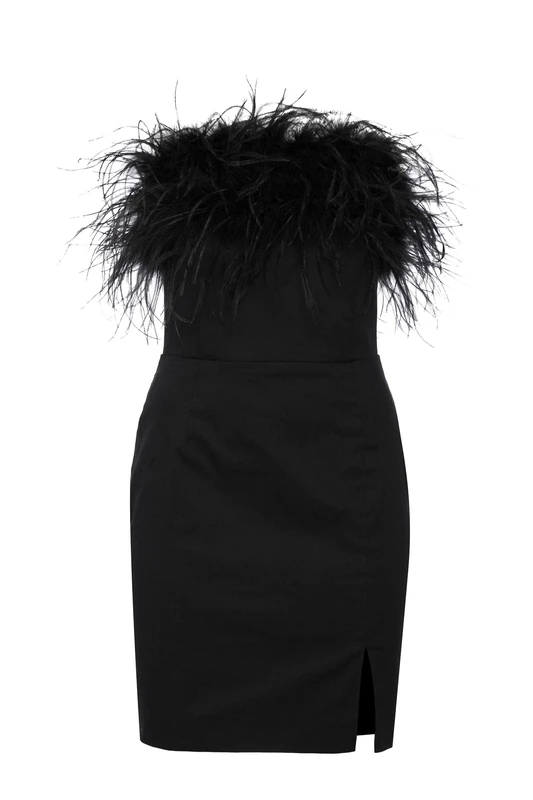 Swing Fashion Women's Linett | Schwarz | S(36) Swing Fashion Mini Dress Women | Elegant Dress | Festive Dress | party dress | evening dress | Wedding Dresses | ball gown | short dress | With Natural Feathers | Sleeveless | Black | 36 (S), Schwarz, - Image 1