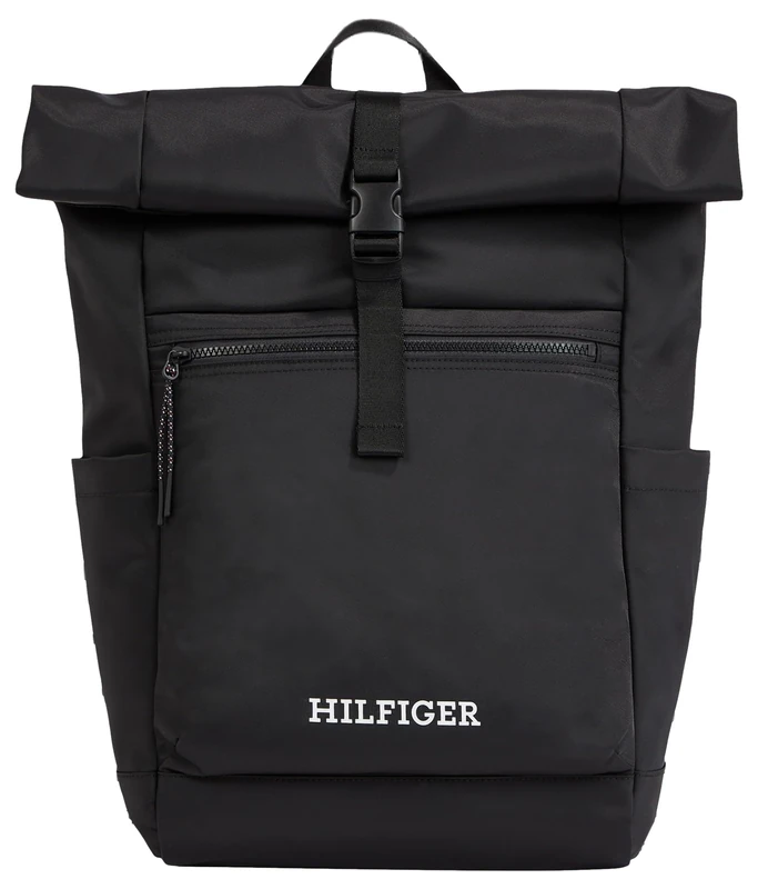 Tommy Hilfiger Men Backpack Monotype Rolltop Hand Luggage, Multicolor (Black), One Size