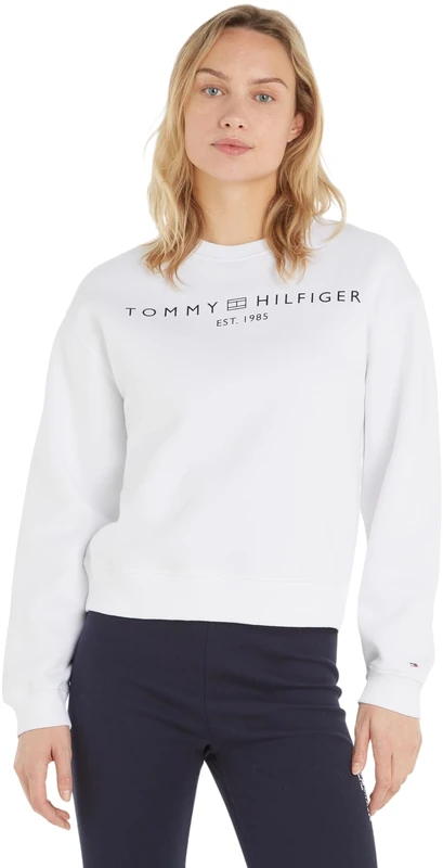 Tommy Hilfiger Women's Sweatshirt without Hood, White (Th Optic White), XL