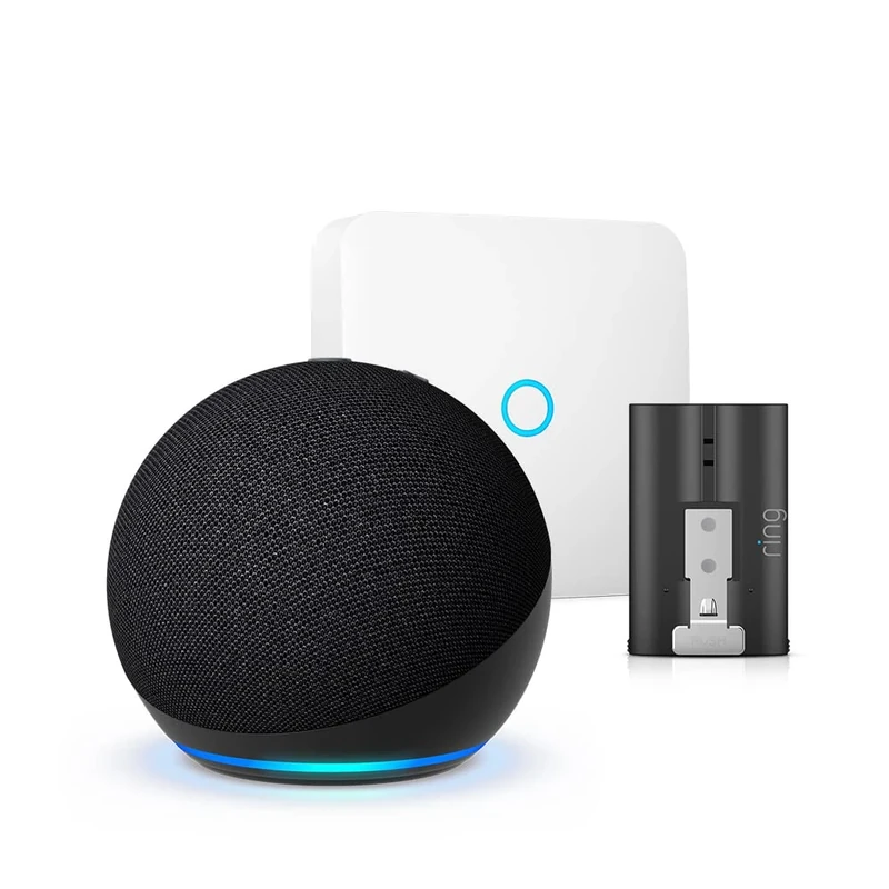 Ring Intercom + additional Quick Release Battery Pack by Amazon | Intercom upgrade, Two-Way Talk + All-new Echo Dot (5th generation) smart speaker with Alexa | Charcoal