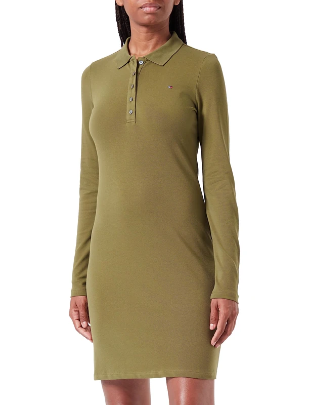 Tommy Hilfiger Women's Polo Dress Slim Fit, Green (Putting Green), 3XL