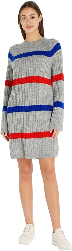 Tommy Hilfiger Women's Dress Soft Wool C-Neck Long Sleeve, Multicolor (Soft Wool Stripe Horizontal), S