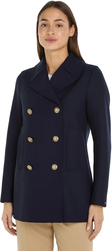 Tommy Hilfiger Women's Wool Blend Classic Jacket for Transition Weather, Blue (Desert Sky), 42