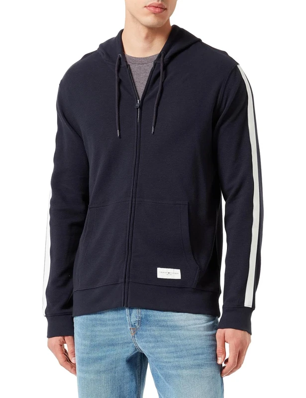 Tommy Hilfiger Men’s Zipped Hoodie, Blue (Desert Sky), L