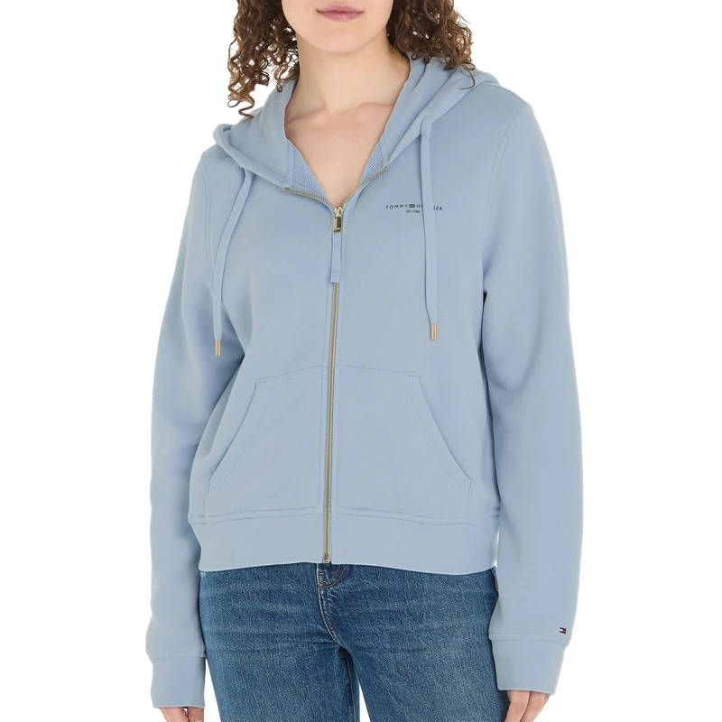 Tommy Hilfiger Women's Hoodie with Zip, Blue (Breezy Blue), XXS