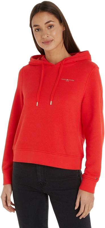 Tommy Hilfiger Women's Hoodie Logo Hoodie, Red (Fireworks), 3XL