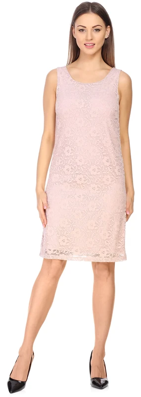 Bellivalini Ladies Dress Knee-Length lace Dress Festive Summer Dress Without Sleeves Flowers Pattern Round Neck BLV50-261 (Powder Pink, S) - Image 1