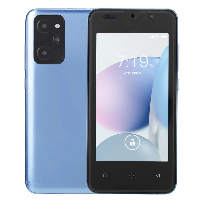 4.66in Smartphone, HD Full Screen 2GB RAM 32GB ROM 2MP Front 5MP Rear Facial Recognition Smartphone, 3 Card Slots 2800mAh Dual Card Dual Standby 128GB Expansion Storage(Light Blue)