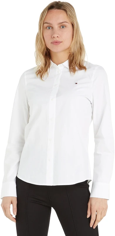 Tommy Hilfiger Women's Organic Regular Blouse, White (Th Optic White), 46