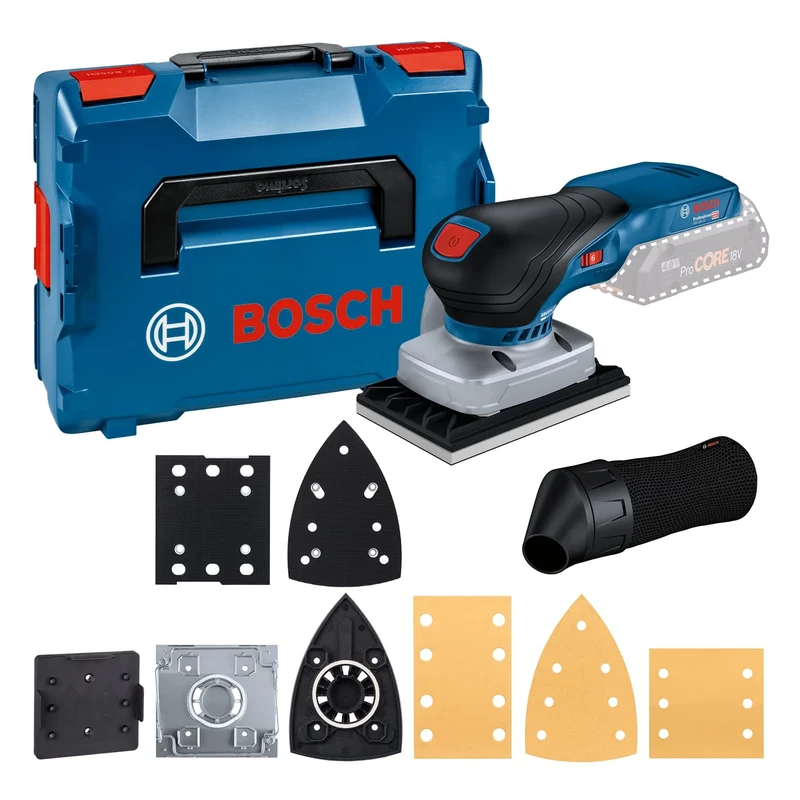 Bosch Professional 18V System Cordless Orbital Sander GSS 18V-13 (brushless Motor, incl. dust Bag, 3X Sanding Plate, 3X Abrasive disc, Hole Punch, L-BOXX, Without Battery/Charger)