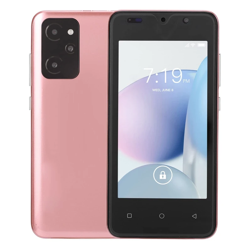 4.66in Smartphone, HD Full Screen 2GB RAM 32GB ROM 2MP Front 5MP Rear Facial Recognition Smartphone, 3 Card Slots 2800mAh Dual Card Dual Standby 128GB Expansion Storage(Rose Gold)