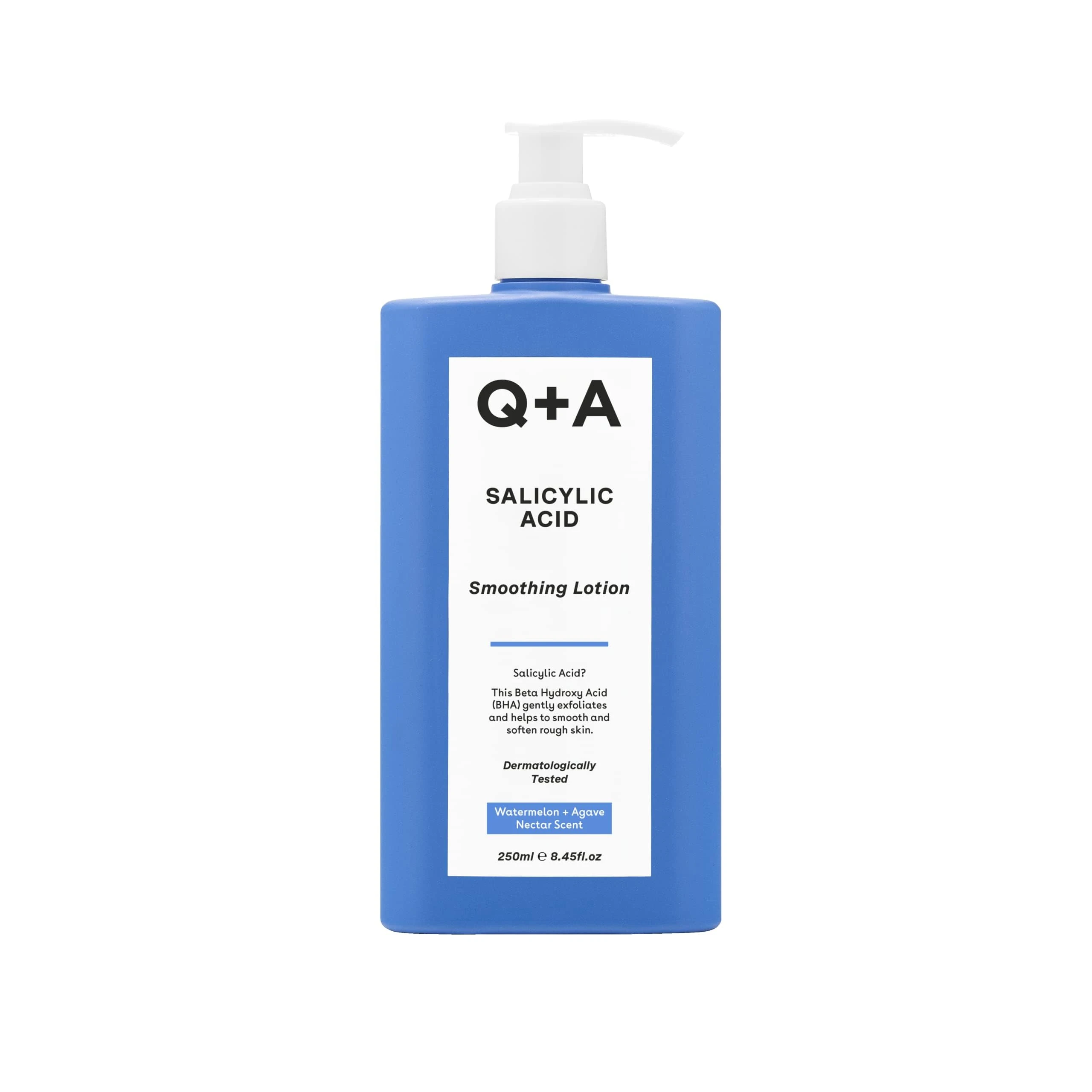 Q+A Salicylic Acid Smoothing Body Lotion (250ml), Body Moisturiser with Watermelon & Agave Scent, Body Butter Alternative, Smooths Rough Bumpy Skin, Clears Blemishes & Uneven Texture
