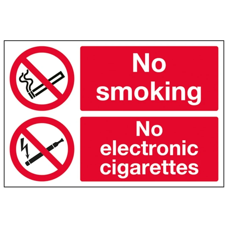 VSafety No smoking No electronic cigarettes - 800x600mm Class RA1 Reflective 3mm Aluminium Composite With Anti-Graffiti Coating & Fixing Channel Safety Sign