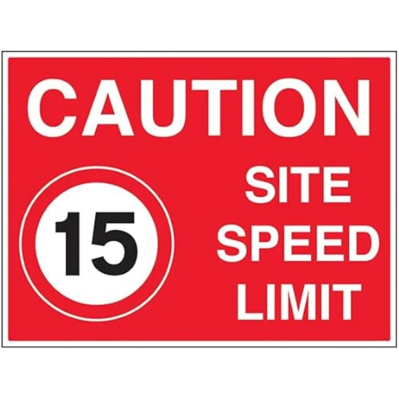 V Safety 15 MPH Site Speed Limit - 800 x 600 2mm Rigid Plastic Safety Sign - Image 1