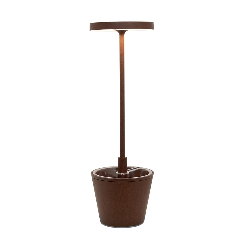 Zafferano, Poldina Reverso Rechargeable and Wireless Table Lamp with Touch Control, Suitable for Living Room and Outdoor, Dimmer, 2200-3000K, Height 35cm, Corten Colour