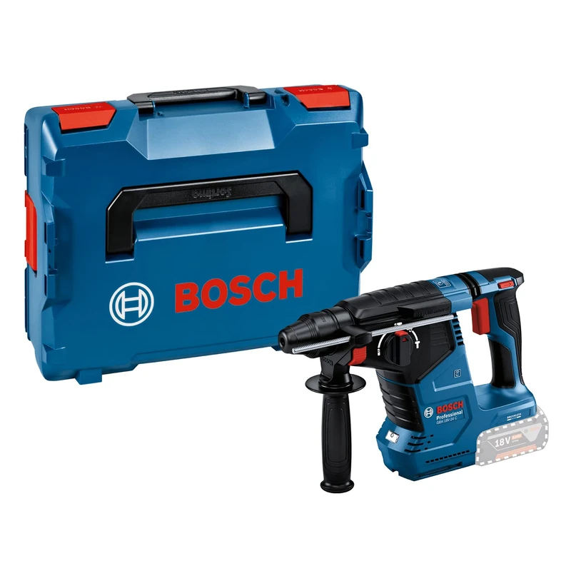 Bosch Professional 18V System Cordless Rotary Hammer GBH 18V-24 C (with SDS Plus, Without Batteries and Charger, Aux. Handle, incl. L-BOXX)