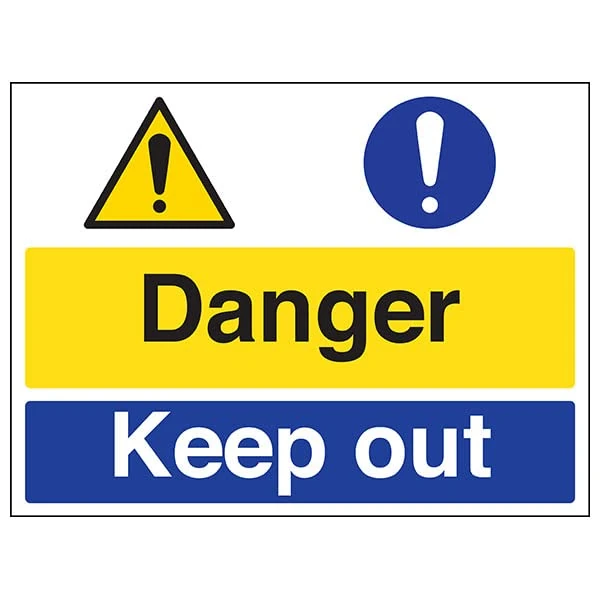 VSafety Danger/Keep Out - 800x600mm Class RA1 Reflective 3mm Aluminium Composite With Fixing Channel Safety Sign