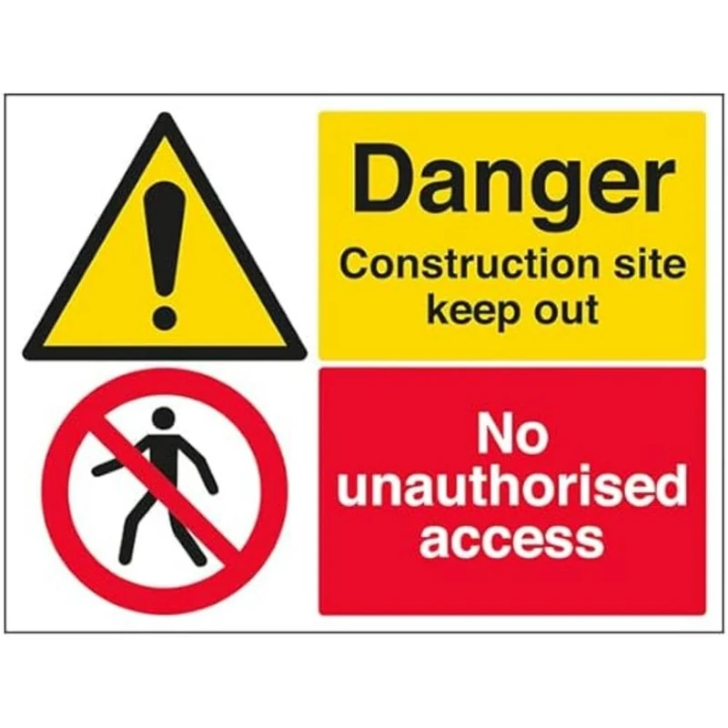 VSafety Danger Cnstructn Site KeepOut/No Unauth Acc...-800x600mm Class RA1 Reflective 3mm Aluminium Composite With Anti-Graffiti Coating Safety Sign