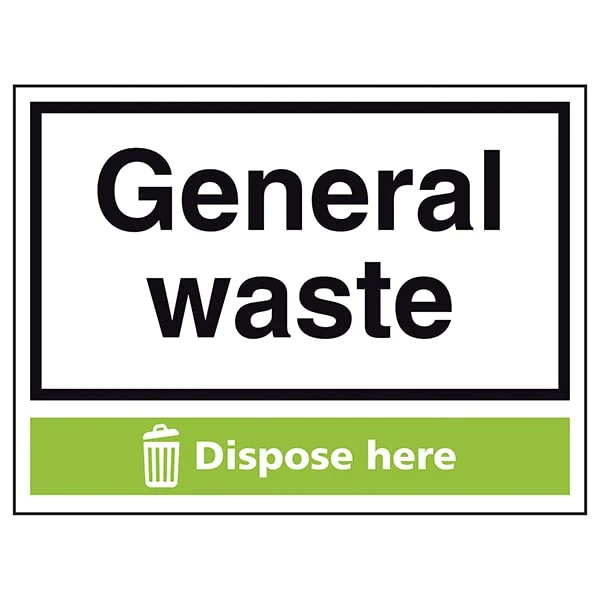 VSafety General Waste Recycle Here - 800x600mm 2mm Rigid Plastic Safety Sign