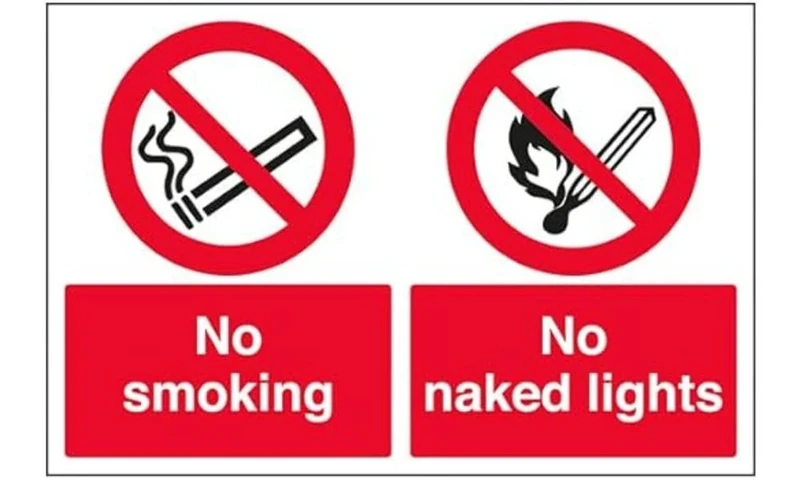 V Safety No Smoking/No Naked Light - 800x600mm 3mm Aluminium Composite With Anti-Graffiti Coating & Fixing Channel Safety Sign