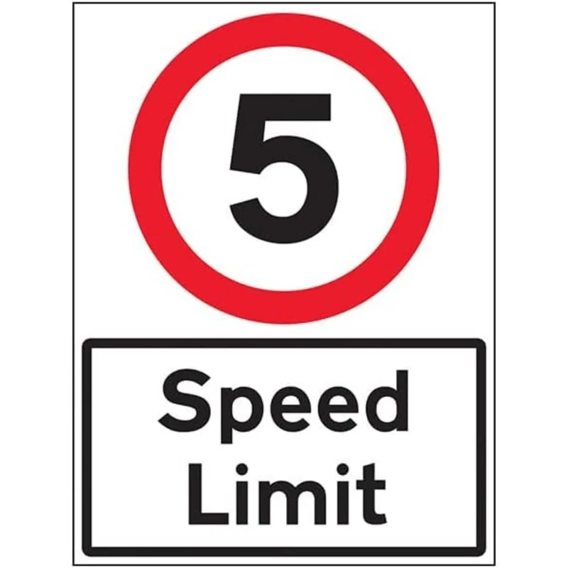 V Safety 5 MPH Speed Limit - 600x800mm Class RA1 Reflective 3mm Aluminium Composite Safety Sign