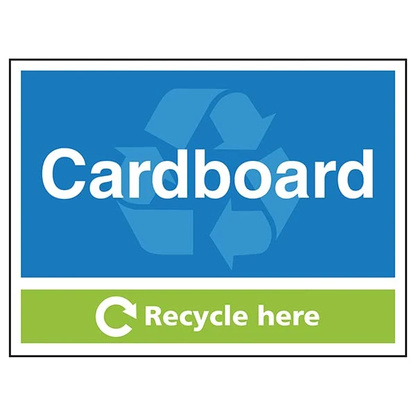 VSafety Carboard Recycle Here - 800x600mm 3mm Aluminium Composite With Anti-Graffiti Coating & Fixing Channel Safety Sign