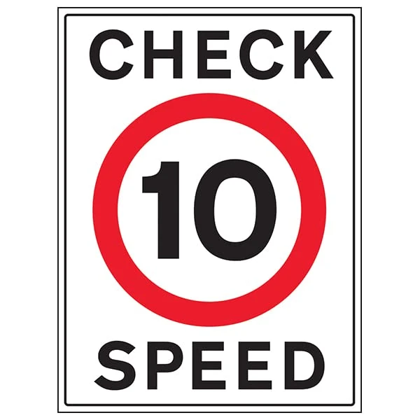 VSafety 10 MPH Speed Check - 600x800mm 3mm Aluminium Composite With Anti-Graffiti Coating & Fixing Channel Safety Sign