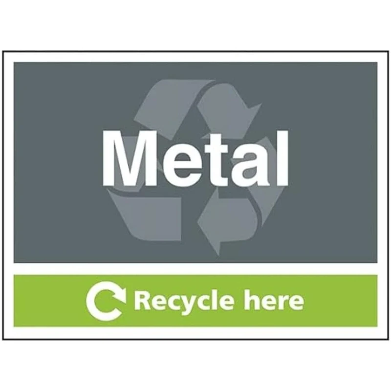 VSafety Metal Recycle Here - 800x600mm Class RA1 Reflective 3mm Aluminium Composite With Fixing Channel Safety Sign