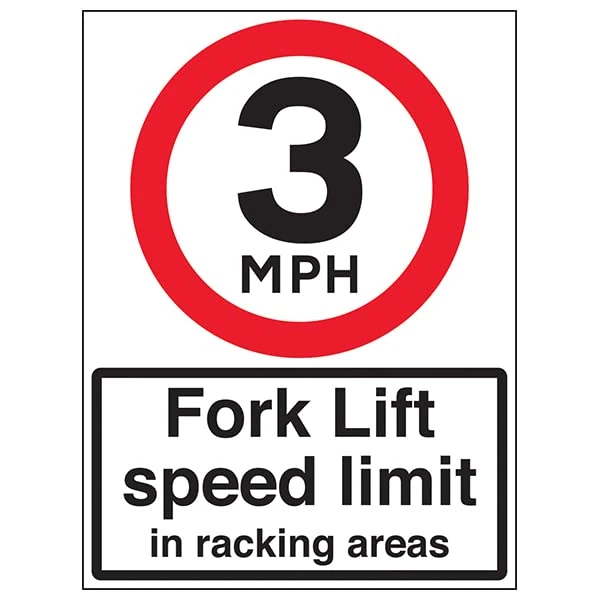 VSafety 3 MPH Fork Lift Speed - 600x800mm 3mm Aluminium Composite Safety Sign