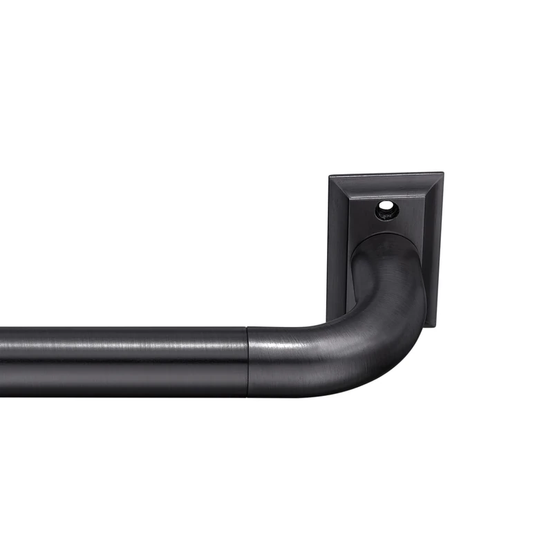 MODE Room Darkening Collection 1” Diameter Blackout Curtain Rod Set with Steel Wall Mounted Adjustable Curtain Rod, Blocks Light, Fits 32” to 90” Windows, Dark Brown