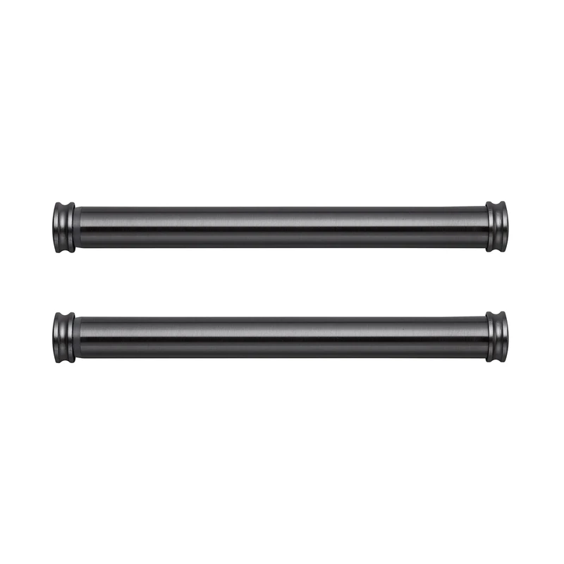MODE Premium Collection Side Mount 1 1/8" Diameter Curtain Rod Set of Two with Graphite End Cap Finials and Steel Wall Mounted 12” to 20” Adjustable Curtain Rods, Graphite