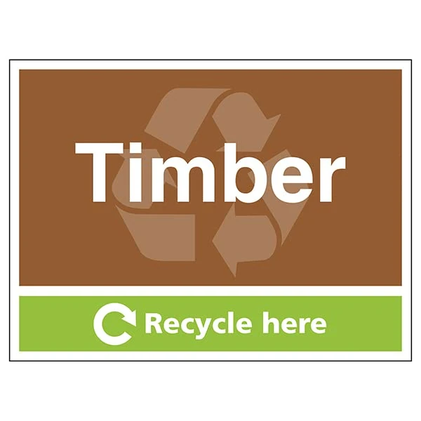 Vsafety Timber Recycle Here - 800x600mm 3mm Aluminium Composite With Anti-Graffiti Coating & Fixing Channel Safety Sign