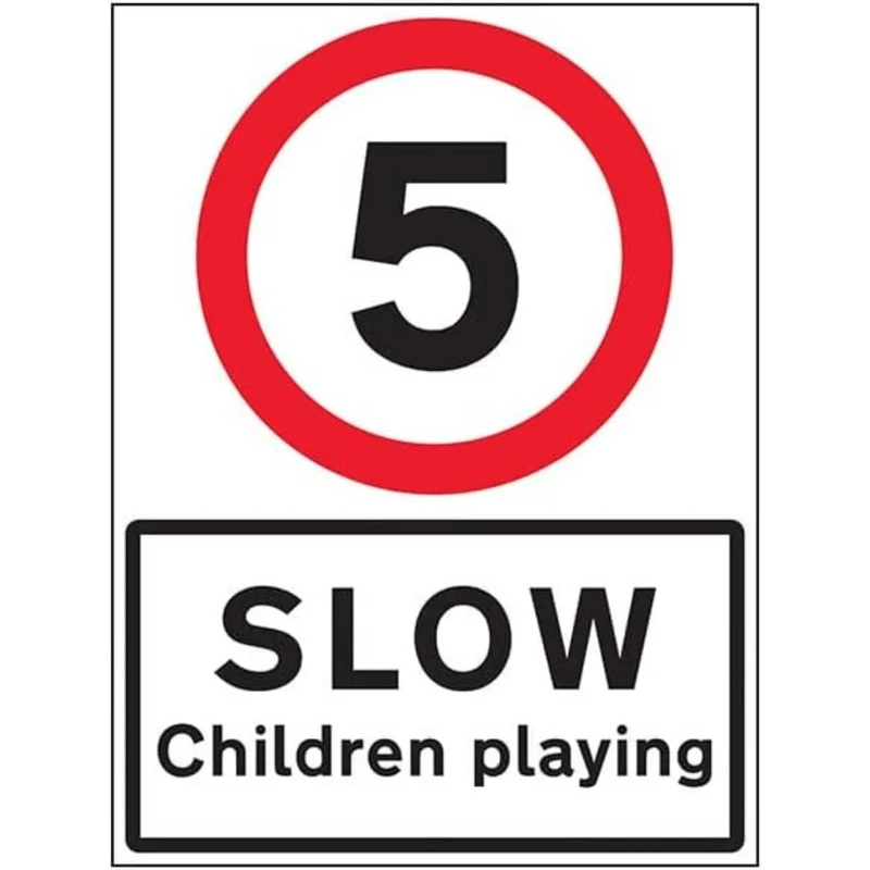 V Safety 5 MPH Children Playing - 600x800mm 3mm Aluminium Composite Safety Sign