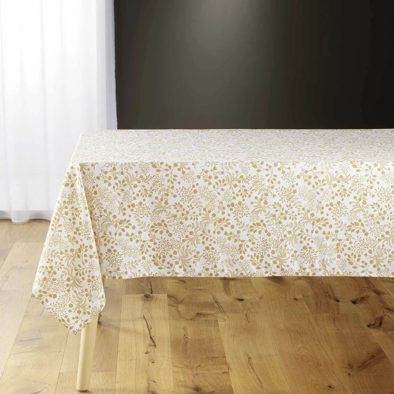 Douceur d'Intérieur Rectangular Tablecloth 140 x 240 cm Mirabelle Yellow Microfibre Printed - Image 1