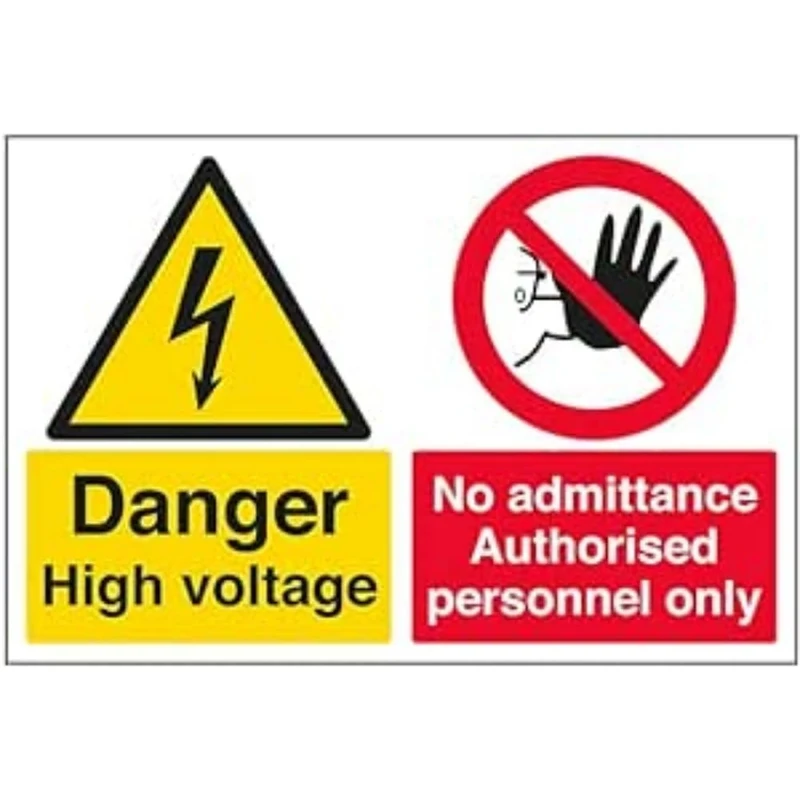 VSafety Danger High Voltage/No Admit. Auth. Personnel Only-800x600mm 2mm Rigid Plastic Safety Sign