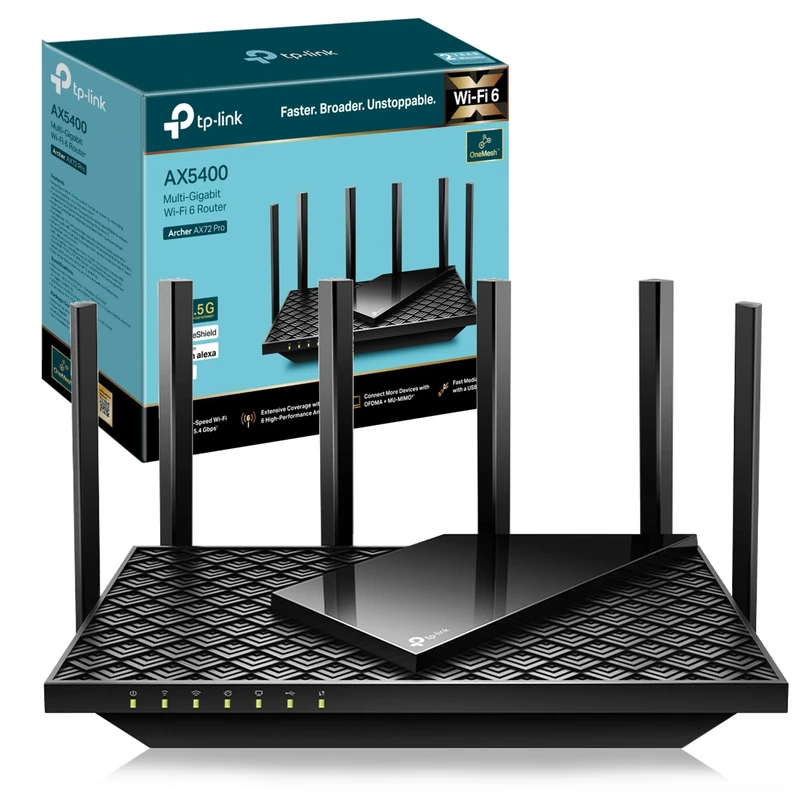 TP-Link Archer AX72 Pro AX5400Mbps Wi-Fi 6 Router, Ultra-Fast Wired Speed With 2.5G WAN/LAN Port, Dual-Band WiFi Router With 6x Antennas, Beamforming, 160 MHz, USB 3.0 Port, VPN, HomeShield