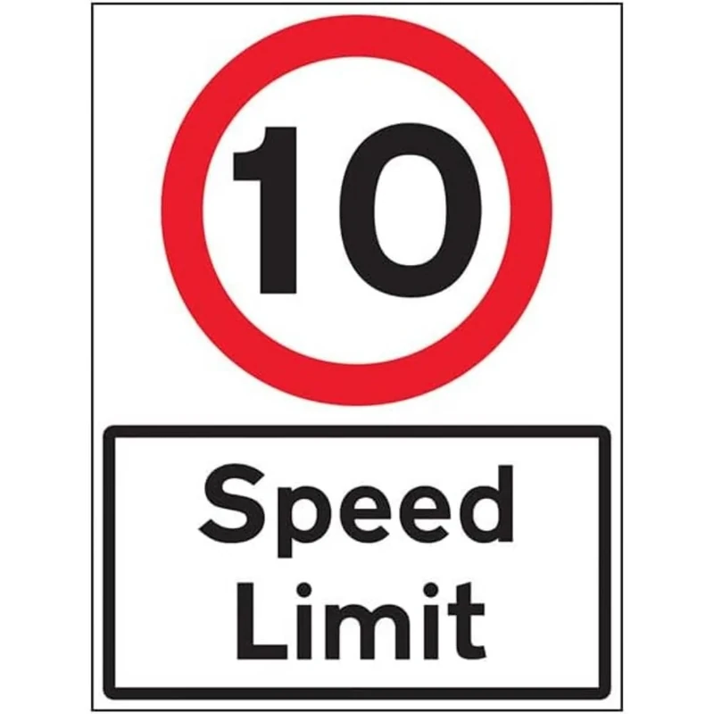 V Safety 10 MPH Speed Limit - 600x800mm Class RA1 Reflective 3mm Aluminium Composite With Anti-Graffiti Coating & Fixing Channel Safety Sign