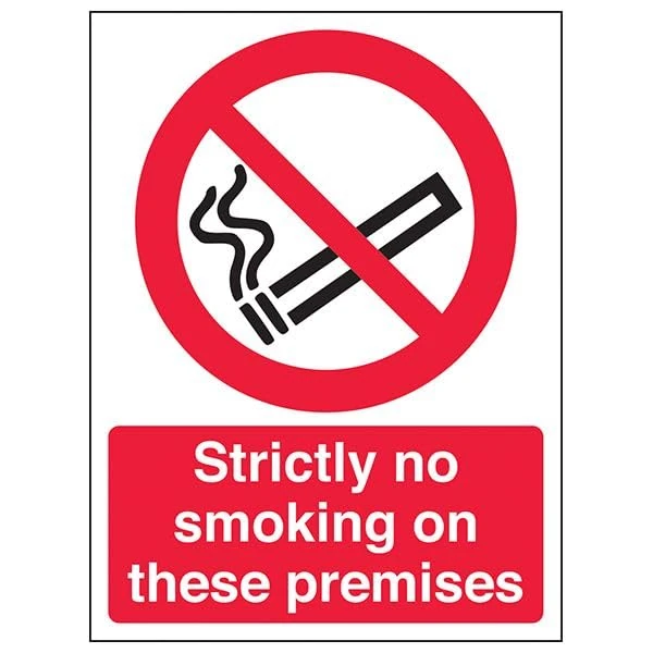 VSafety Strictly No Smoking On Premises - 600x800mm Class RA1 Reflective 3mm Aluminium Composite With Anti-Graffiti Coating Safety Sign