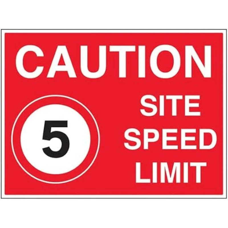 V Safety 5 MPH Site Speed Limit - 800x600mm Class RA1 Reflective 3mm Aluminium Composite With Fixing Channel Safety Sign