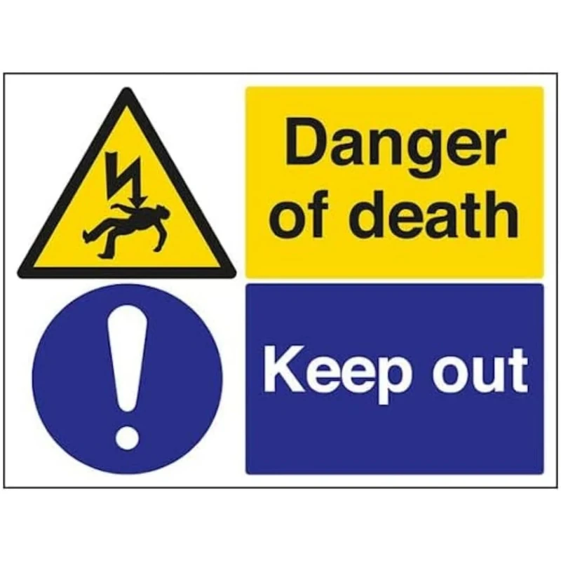 VSafety Danger Of Death/Keep Out - 800x600mm 3mm Aluminium Composite With Fixing Channel Safety Sign