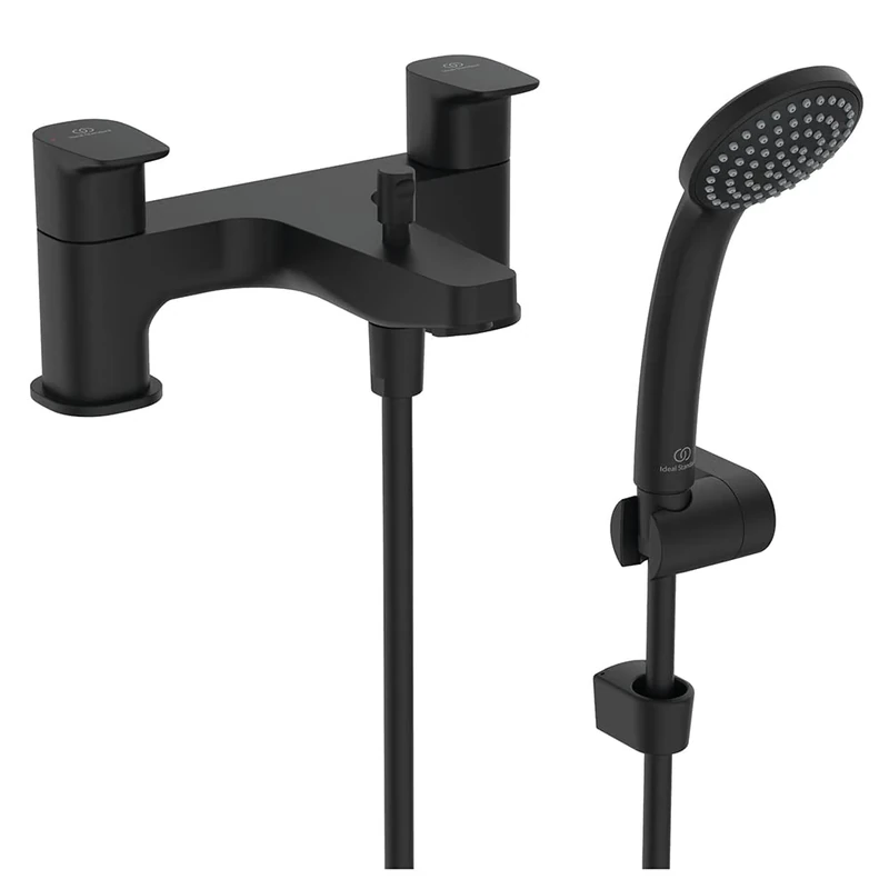 Ideal Standard Ceraplan Dual Control Bath Shower Mixer with Shower Set, BD265XG, Silk Black