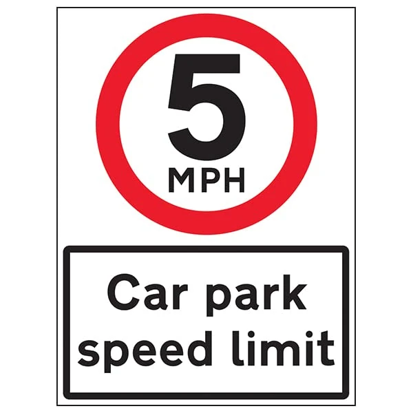 VSafety 5 MPH Car Park Speed Limit - 600x800mm Class RA1 Reflective 3mm Aluminium Composite With Anti-Graffiti Coating & Fixing Channel Safety Sign