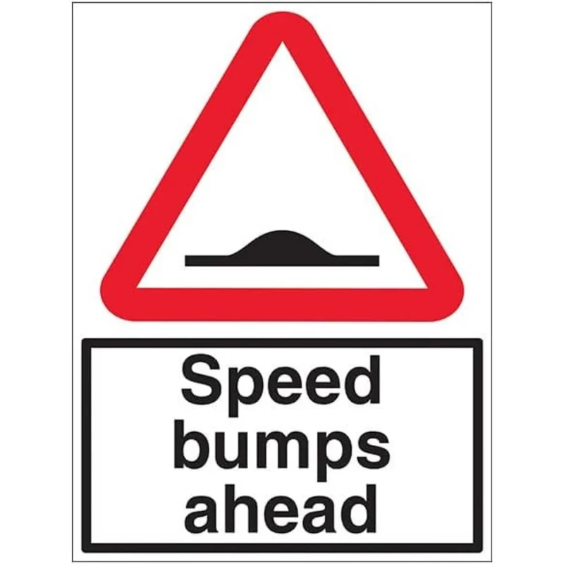 V Safety Speed Bumps Ahead - 600x800mm 3mm Aluminium Composite With Anti-Graffiti Coating & Fixing Channel Safety Sign