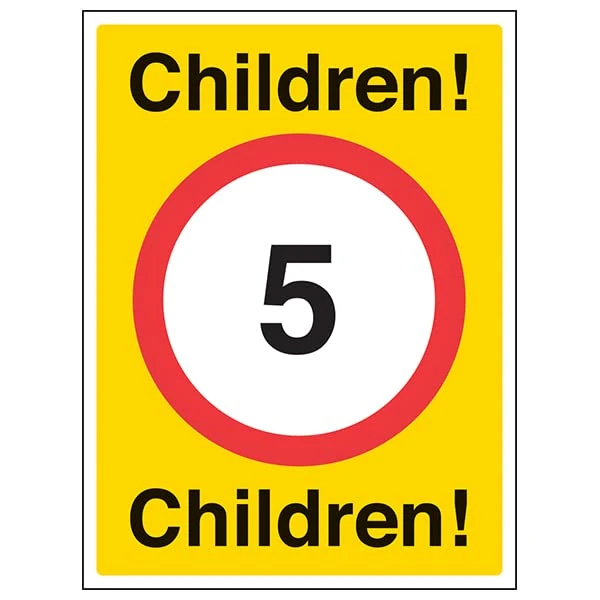 V Safety School Warning Signs - Children 5mph - 600x800mm Class RA1 Reflective 3mm Aluminium Composite With Anti-Graffiti Coating & Fixing Channel Safety Sign