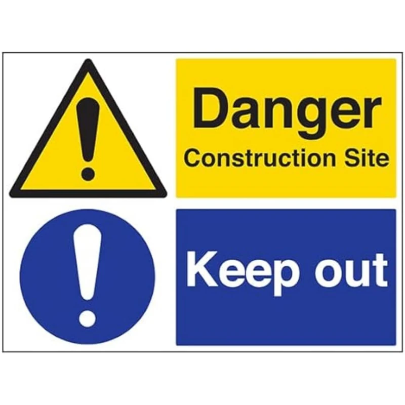 VSafety Danger Construction Site / Keep Out - 800x600mm 2mm Rigid Plastic Safety Sign